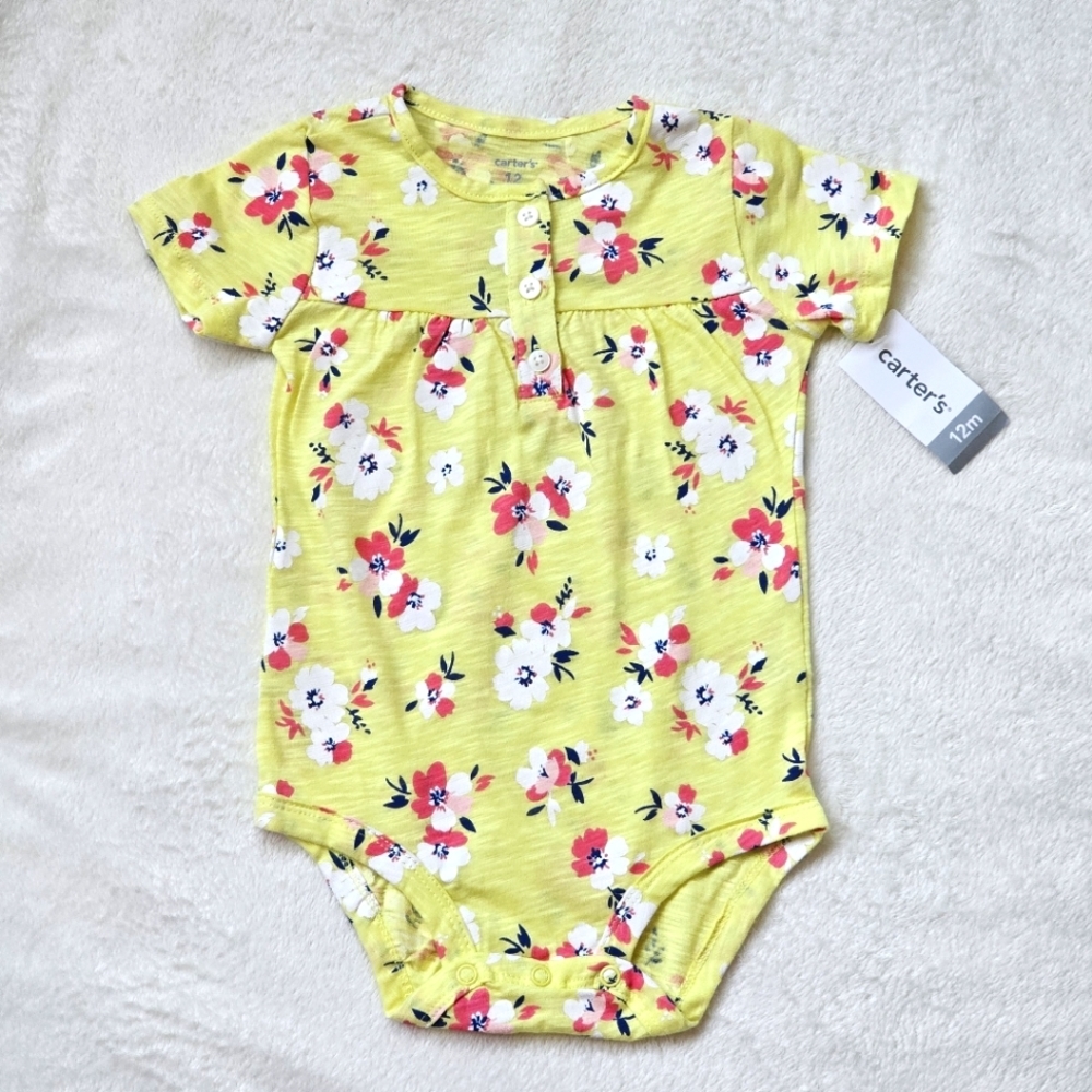 Carter's Baby Girls' Floral Bodysuit, Yellow, Multicolor - Picture 1 of 6